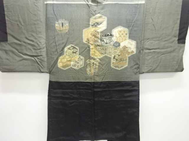 JAPANESE KIMONO / ANTIQUE MENS HAORI / SILK / SHIFUKU(lining)